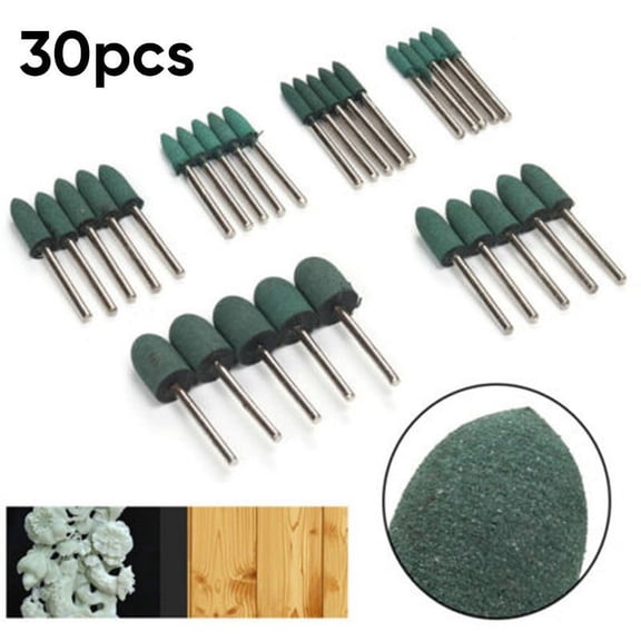 30pcs Rubber Grinding Wheel Abrasive Polishing Burr Mounted Point 1/8" Shank