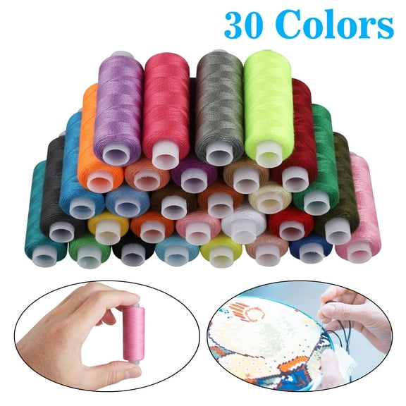 30pcs Sewing Machine Thread Kit, 30 Brother Colors Polyester 250 Yards Per Spools Quilting Thread Assortment for Hand Machine Arts, Crafts & Sewing Clothing Crafting, Manual Embroidery