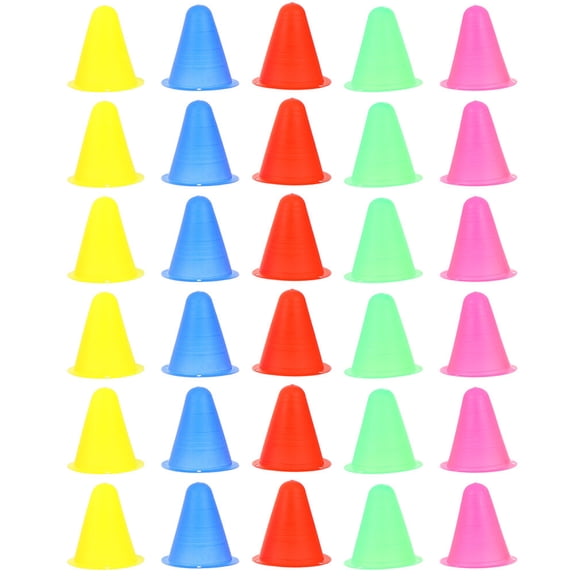 STRANDCHIC Assorted Color Roller Skating Cones 30 Pcs for Outdoor Agility Training and Sports Practice