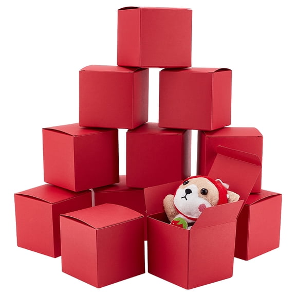 30pcs Small Gift Box Red Gift Packaging Box 3.15" Square Kraft Paper Box Foldable Small Cardboard Paper Jewelry Favor Boxes with Lid for Gifts