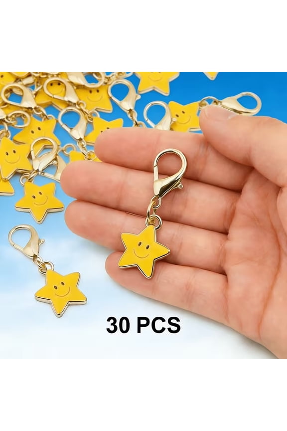 30pcs Smiling Star Keychains - Joyful Party Favors for Every Celebration