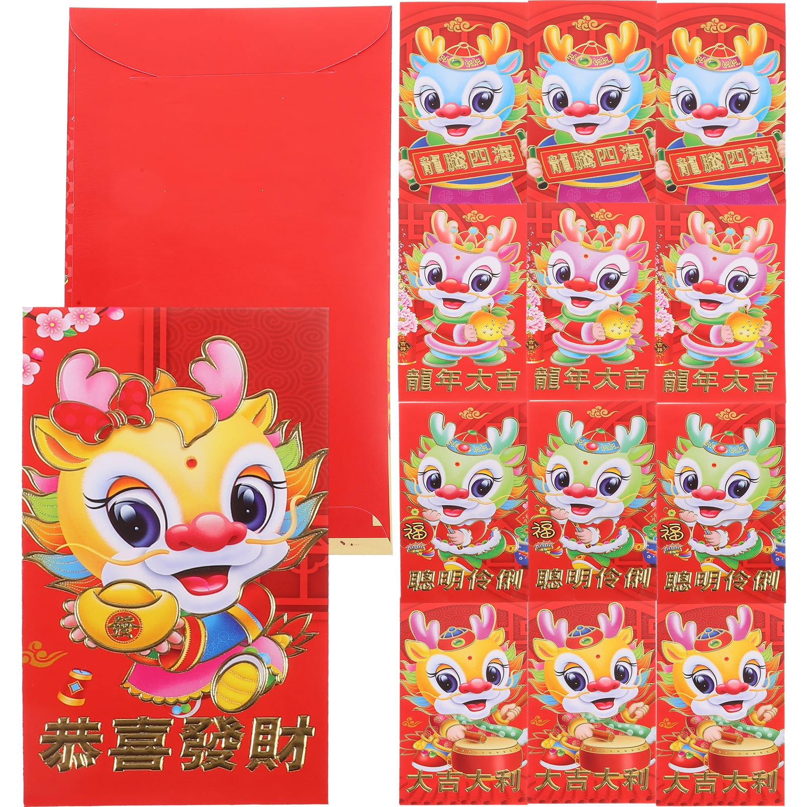 30pcs Spring Festival Red Envelopes Paper Dragon Pattern Red Packets