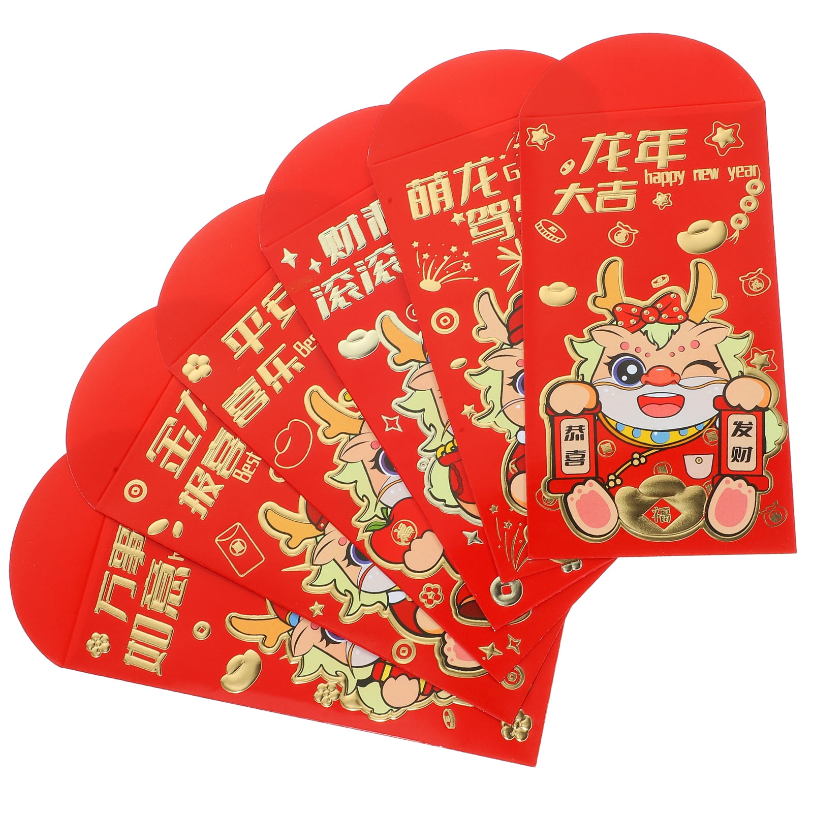 30pcs Spring Festival Red Envelopes Paper Dragon Pattern Red Packets