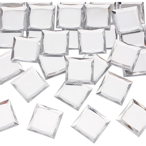 30pcs Square Acrylic Rhinestones 40x40mm Clear Acrylic Faceted Rhinestone Flatback Square Rhinestone Cabochons Gems Costume Jewels Embelishments for Cosplay Costume Embelishments