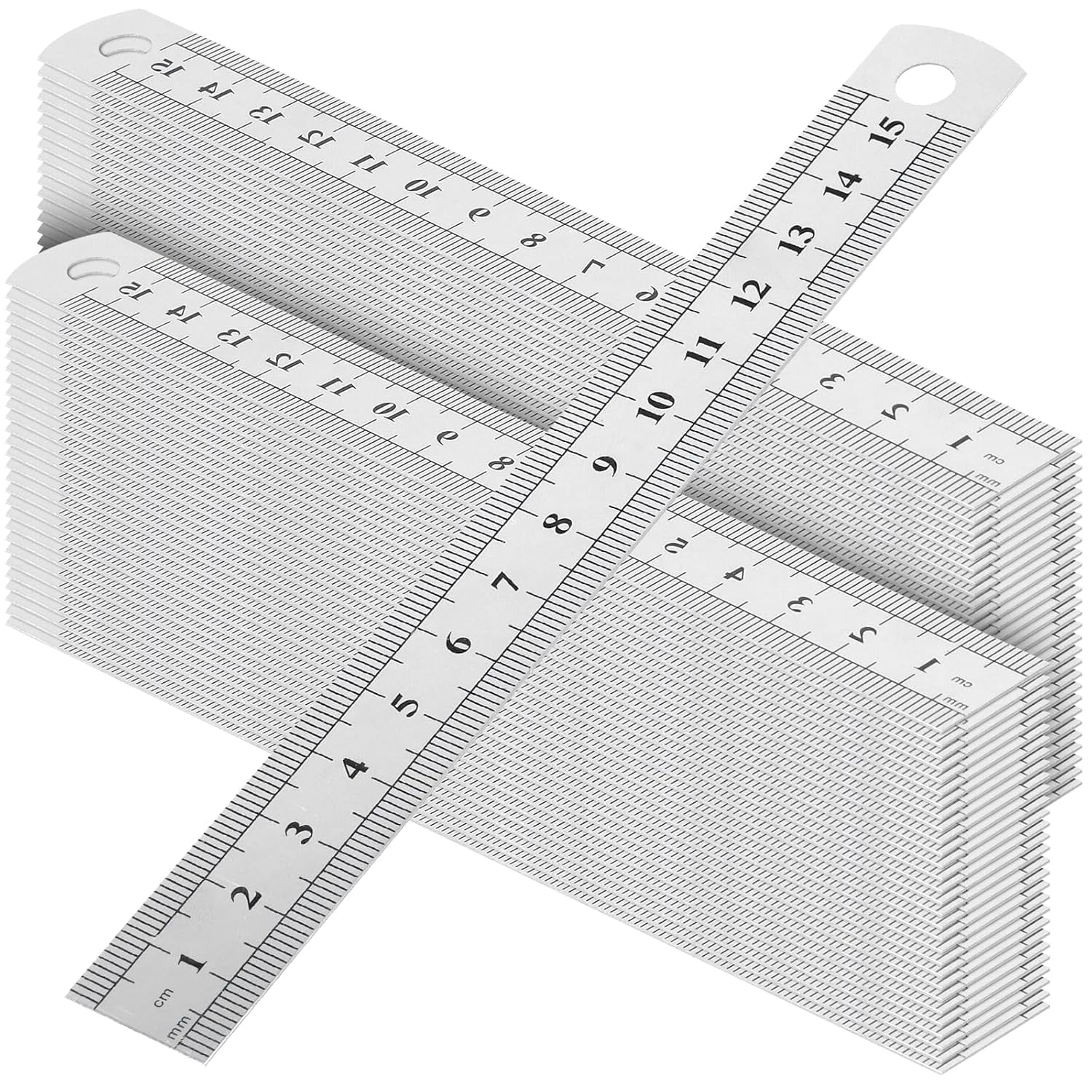 30pcs Stainless Steel Pocket Rulers 15cm 6 Inch Straightedge Geometry ...