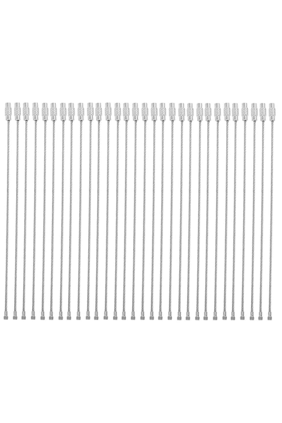 30pcs Stainless Steel Screw Locking Wire Keychain Cable Key Rings Outdoor Accessory