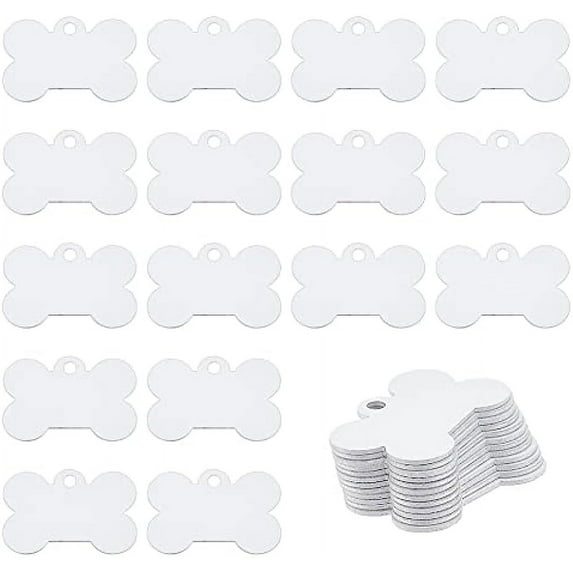 30pcs Sublimation Aluminum Blank Dog Bone Aluminum Stamping Tag Blank Dog Tag Double Sided Transfer