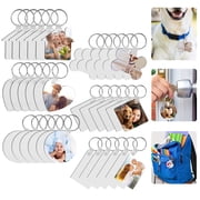 30pcs Sublimation Keychains Blank Bulk, DISEN DIY MDF Double-Sided Printed Heat Transfer Keychain with Keyrings, 6 Shapes
