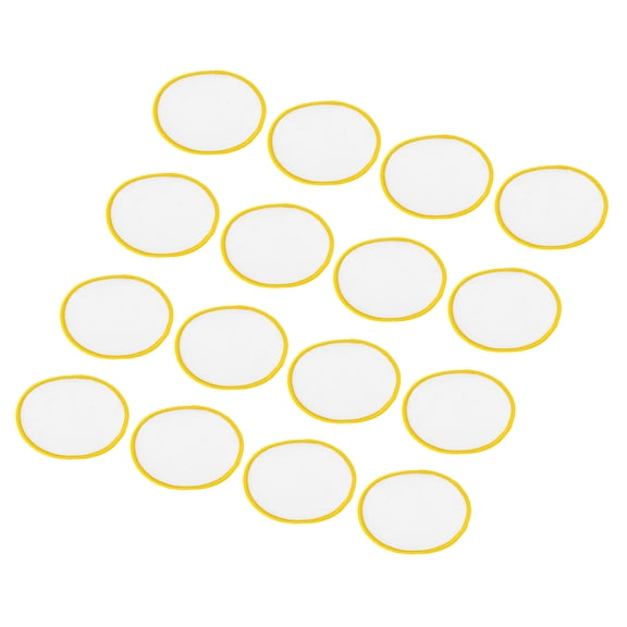 30pcs Sublimation Patch Blank, 7.5cm/2.95 Inch Fabric Iron-on Blank Heat Transfer White with Yellow Border