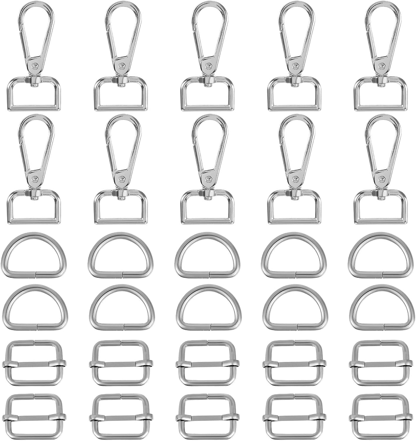 30pcs Swivel Snap H s Kit,Heavy Duty Swivel Snap H s with D Ring and Slide Buckle
