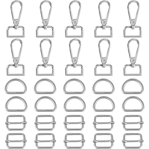 30pcs Swivel Snap H s Kit,Heavy Duty Swivel Snap H s with D Ring and Slide Buckle