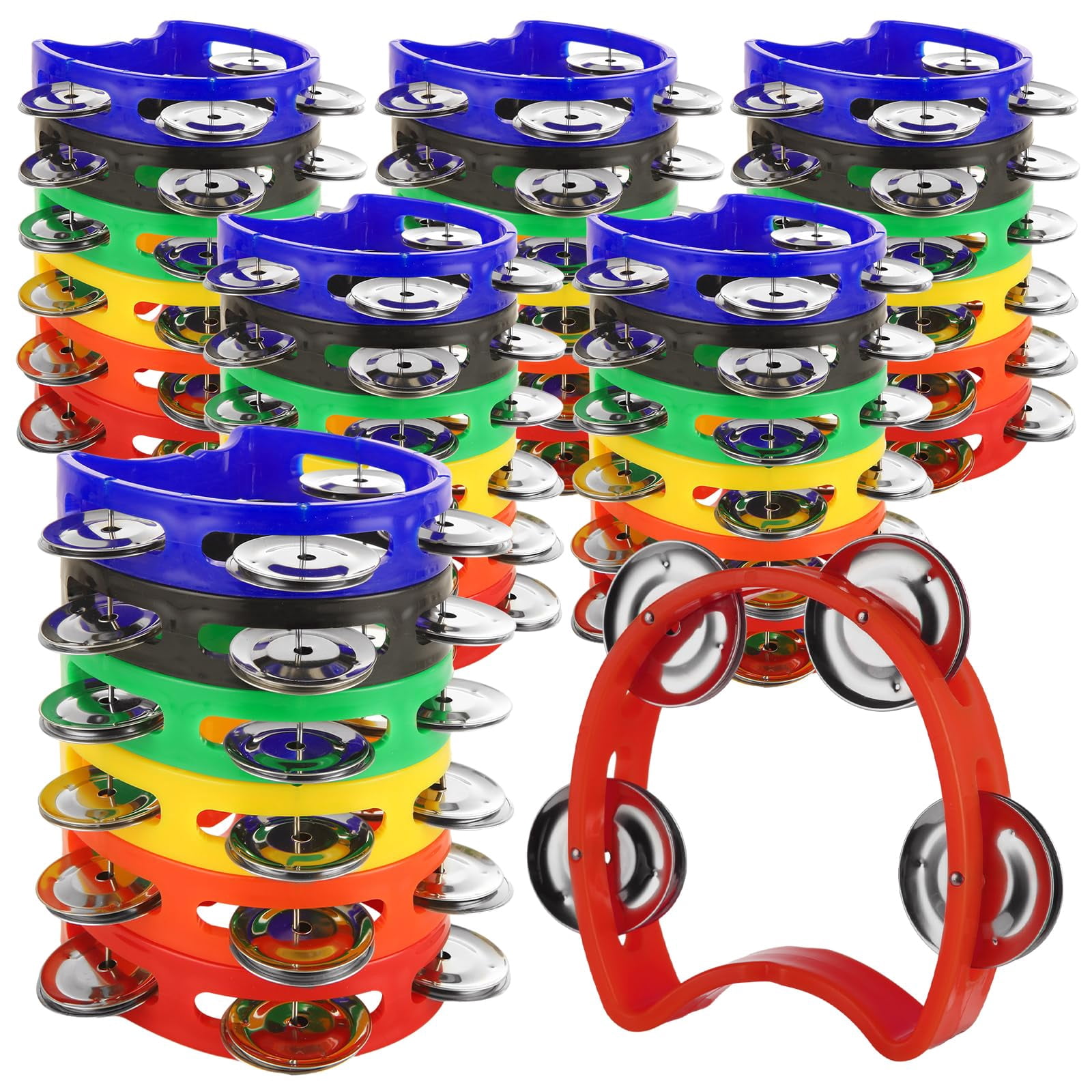 30pcs Tambourines For Adults  Musical Instrument Tamborines Bulk With 4 Bells Handheld Percussion Drum Tambourine Church Christian Birthday Christmas Party