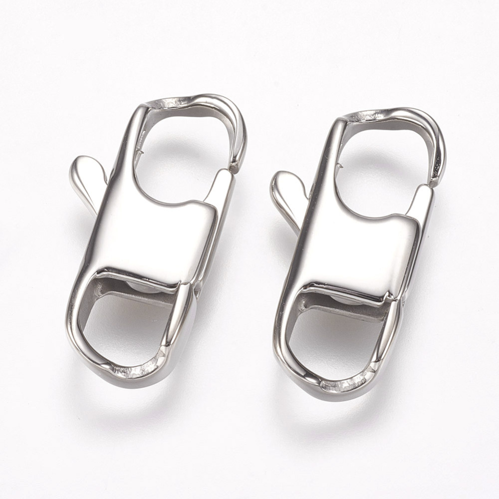 30pcs Tarnish Resistant 304 Stainless Steel Lobster Claw Clasps Stainless Steel color 22.5x11.5x4mm Hole: 5.5x6mm