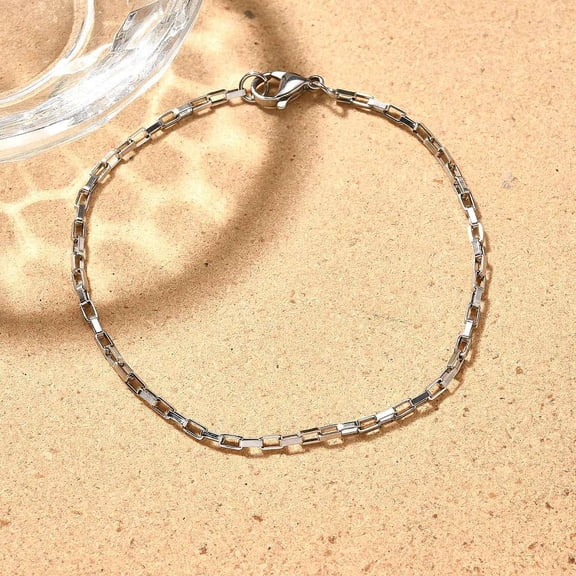 30pcs Tarnish Resistant 316 Surgical Stainless Steel box Chain Bracelets with 304 Stainless Steel Lobster Claw Clasps Stainless Steel color 7-1/4 inch(18.5cm)