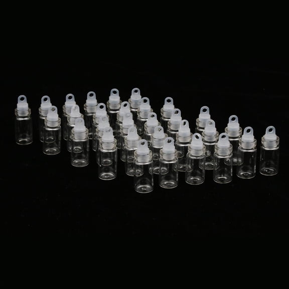 30pcs Tiny Clear Glass Jars Bottles Message Wishing Vials with Stoppers- 1ML