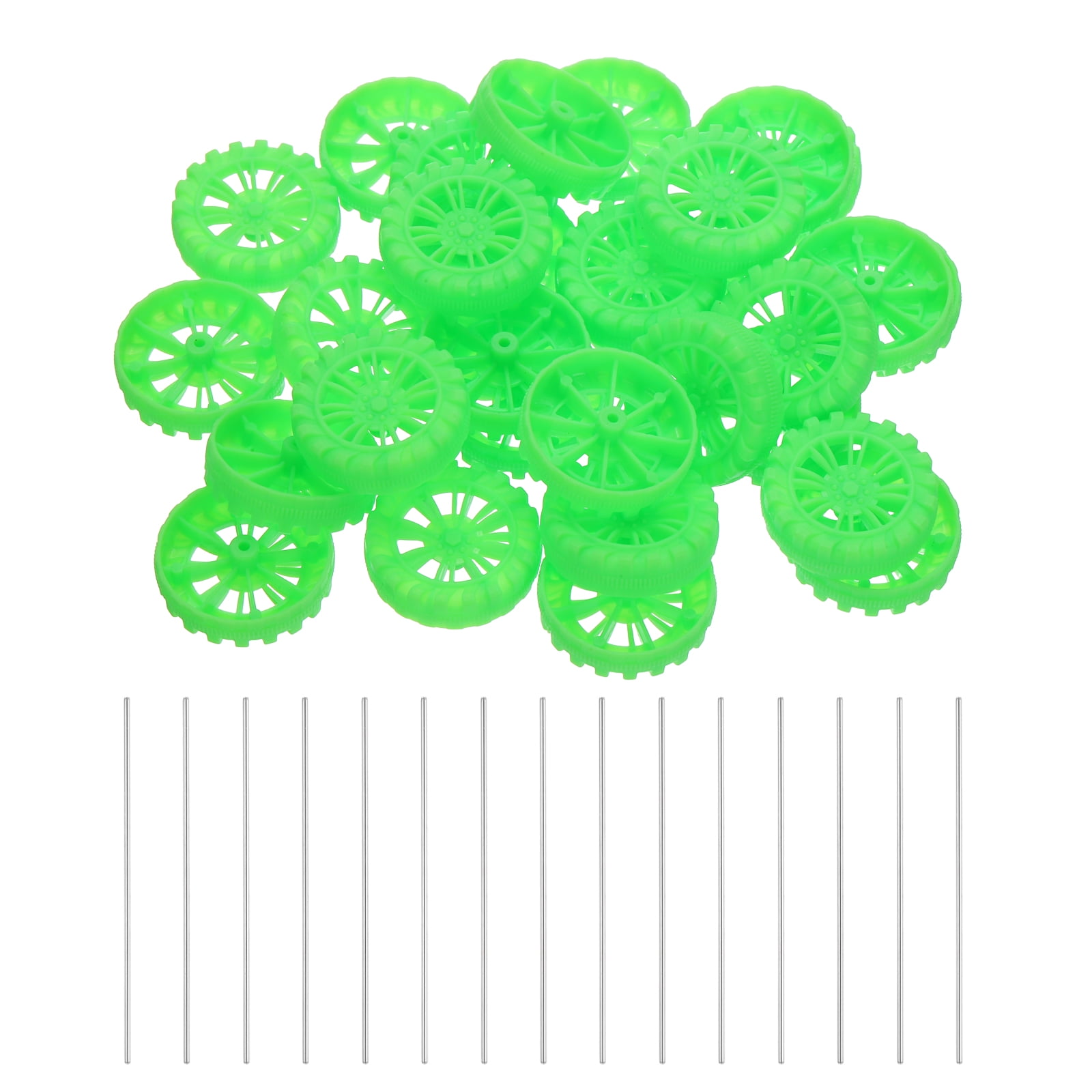 30pcs 30mm Plastic Toy Car Wheels With 15pcs 2mm Metal Shaft Axles For RC Car, Truck, Robot DIY Models