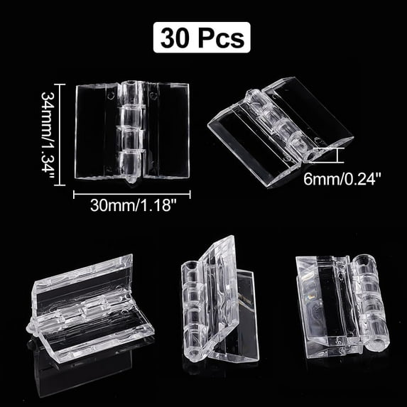 30pcs Transparent Acrylic Hinges 1.34x0.7 Inch Continuous Hinge Folding Hinge Tools