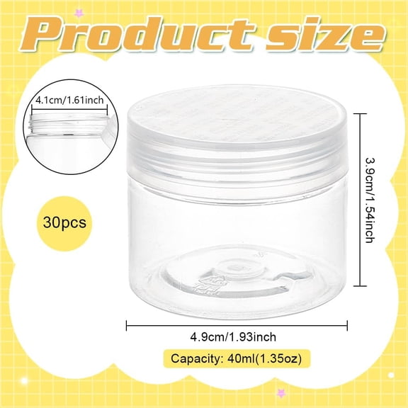 30pcs Transparent Plastic Beads Containers Column Clear 4.9x3.9cm Inner Diameter: 4.1cm Capacity: 40ml(1.35fl. oz)