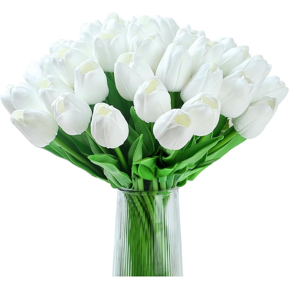 30pcs  Tulips Artificial Flowers Fake Silk Tulips Real Touch Flowers for Spring Kitchen Wedding Home Decor Arrangements Easter Decor 13 Inch