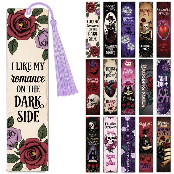 30pcs UV DTF Bookmarks Wraps Transfer Stickers Dark Gothic for Women Men Reading Waterproof Bookmarkers Decal(No Blank Bookmarks)