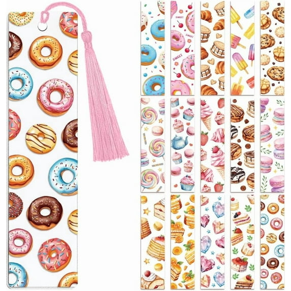 30pcs UV DTF Bookmarks Wraps Transfer Stickers Dessert for Women Men Reading Waterproof Bookmarkers Decal(No Blank Bookmarks) for Acrylic Plastic Metal Blank Bookmark