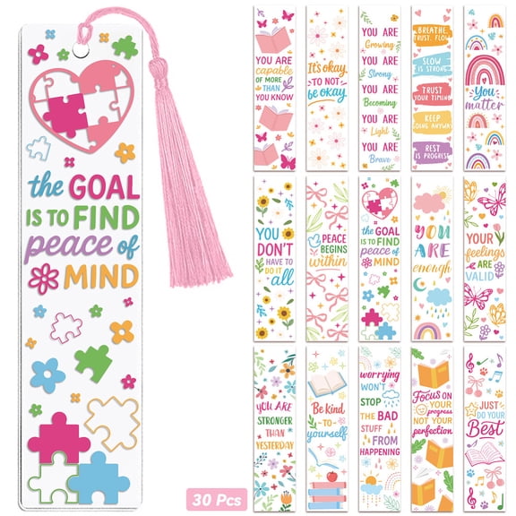 30pcs UV DTF Bookmarks Wraps Transfer Stickers Mental Health Copywriting