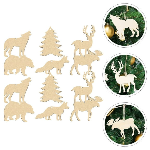 30pcs Unfinished Wooden Wild Animal Shapes DIY Blank Wood Chips for Party Decoration