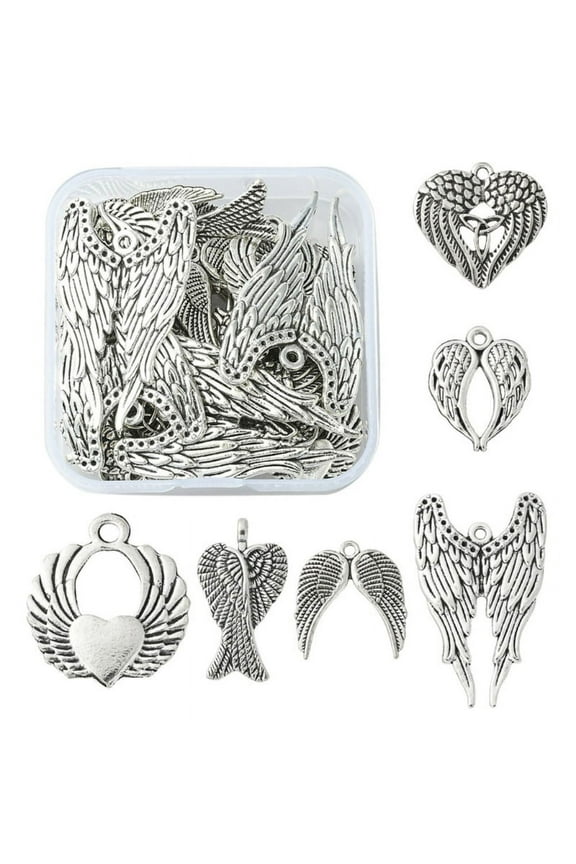 30pcs Vintage Angel Wing Charm Metal Big Angel Wing Pendant for Jewelry Making