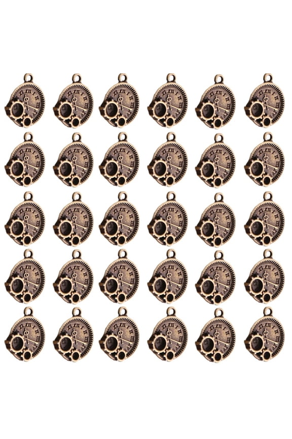 30pcs Vintage Styles Alloy Clock Charm Adornments Fashionable Time Pendants For Jewelry Making And Accessories