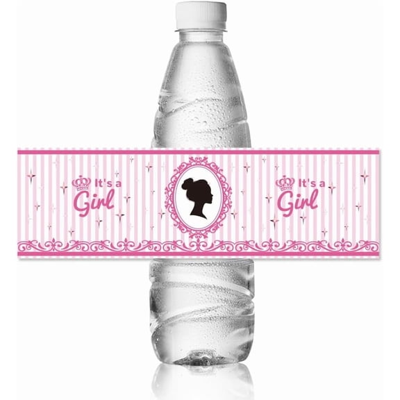 30pcs Water Bottle Labels Lady Lace Waterproof Sticker 8.51" x 2.51" Rectangle Water Bottle Wraps Sticker for Wedding Birthday Anniversary Party Event Colorful DIY