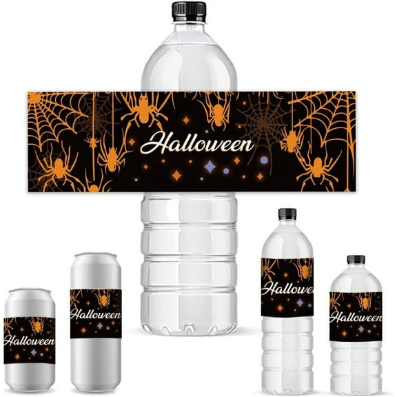 30pcs Water Bottle Labels forChristmas Adhesive Bottle Stickers Spider Web Waterproof Bottle Wraps Labels Party Favor Decorations Celebrating Labels