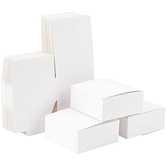 30pcs White Gift Box 3.5x3.5x1.5 Inch Kraft Paper Box Packing Cardboard Box Favor Treat Boxes Small Foldable Paper Gift Box for Soap Tea Light Birthday Christmas Wedding Baby Shower