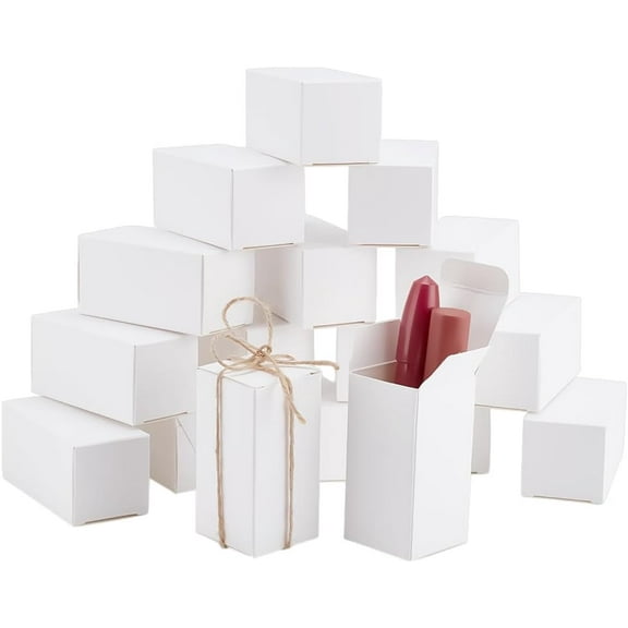 30pcs White Gift Box Small Paper Boxes Mini Cardboard Box with Lid Favor Box Kraft Boxes Candy Box Gift Wrap Boxes for Treat Presents Wedding Birthday Valentine's Day 1.5x1.5x3 Inch White