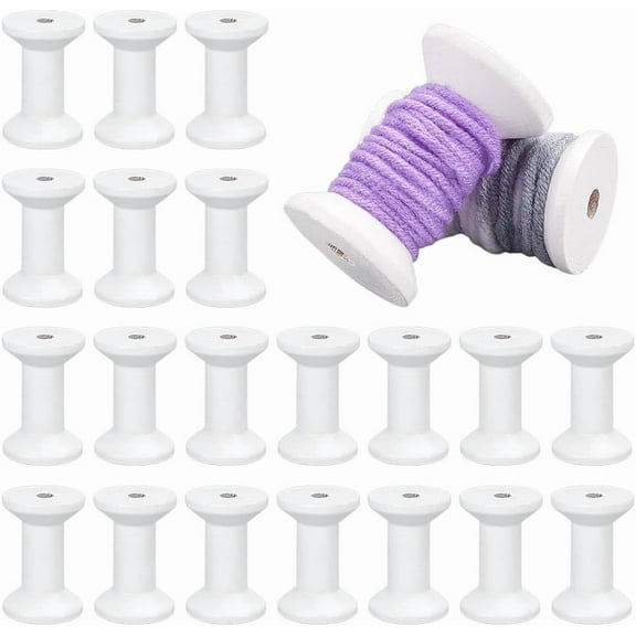 30pcs Wood Spools Small Empty Thread Spool White Wire Weaving Bobbins Wooden Sewing Thread Spools 2 inch String Spool Bulk DIY