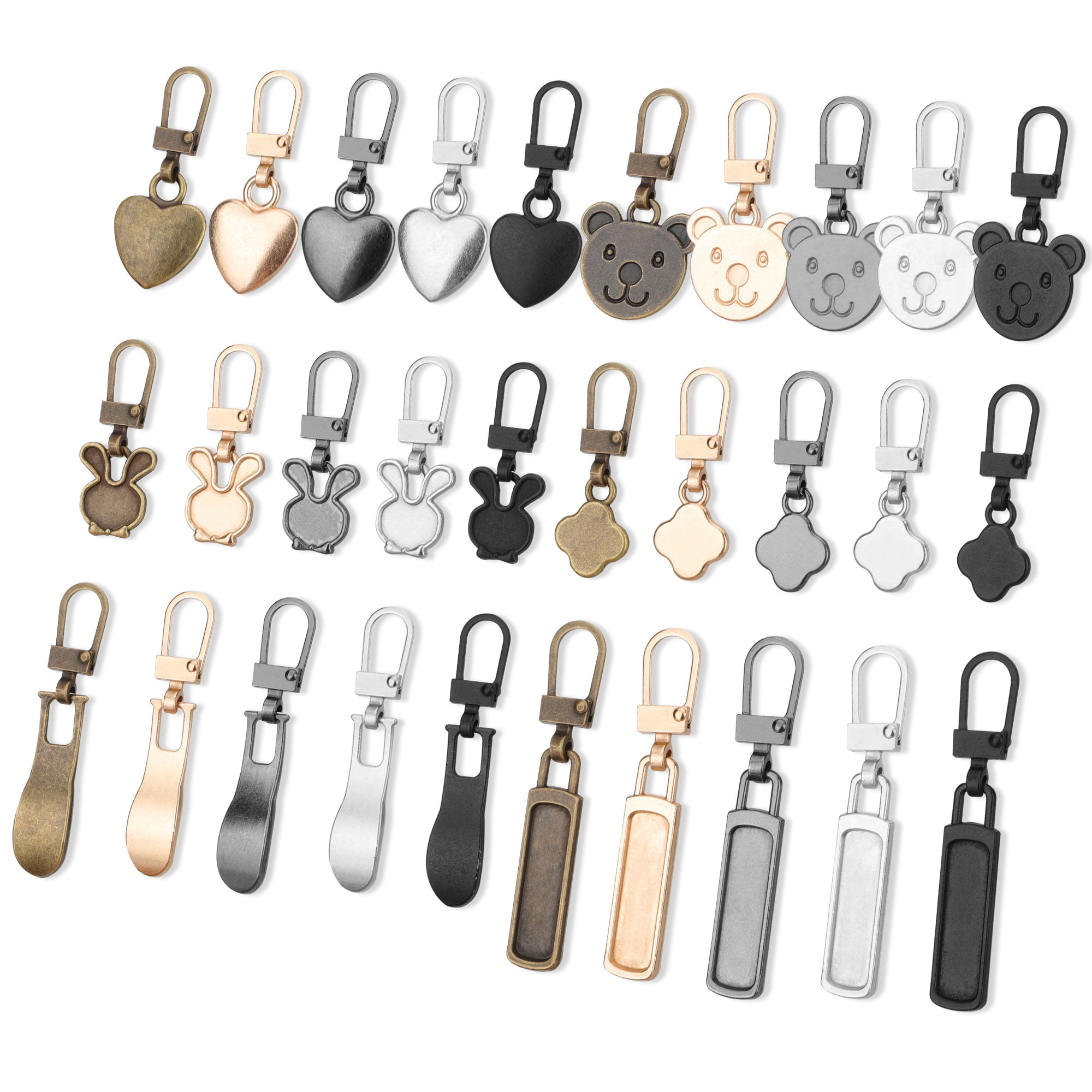 30pcs Zipper Pull Replacements with Box, TSV Detachable Zipper Pull