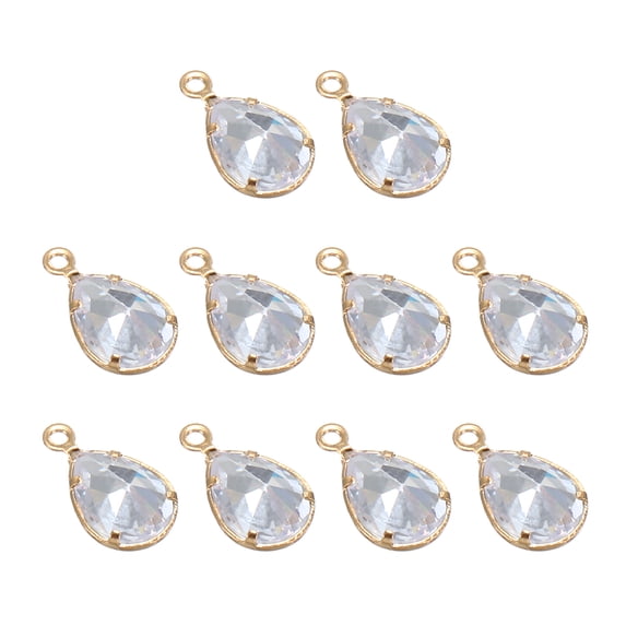 30pcs Zirconia Charm,8mm Mini Crystal Bracelet Charm Zircon Rhinestone Pendant Crystal Diamond Charm Gemstone,Teardrop