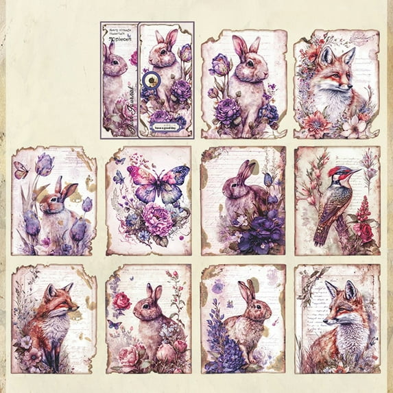 30pcs/pack Vintage Materials Paper DIY Scrapbooking Journal Craft Paper 4 Animal Gardens