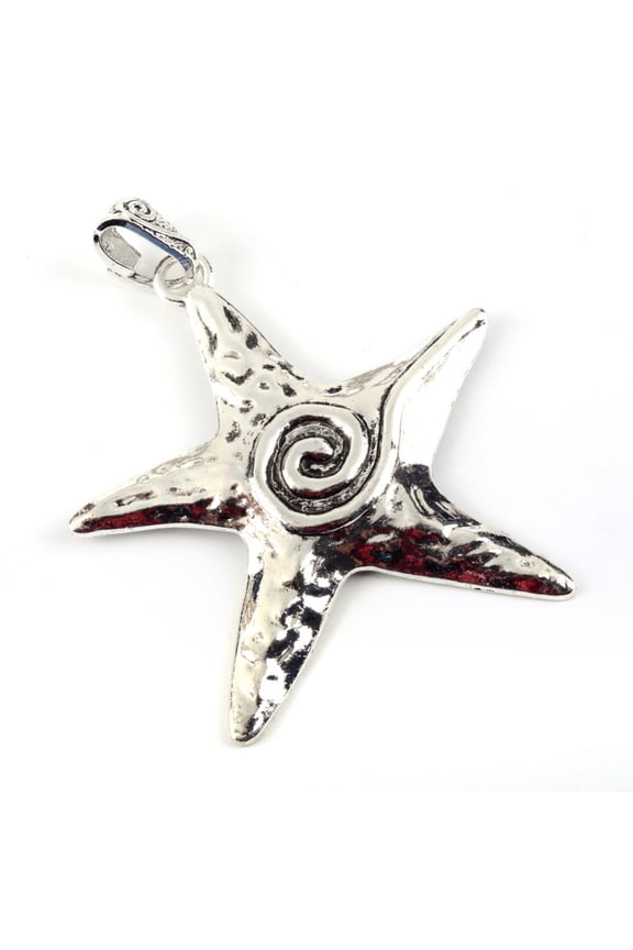 30pcs style Alloy Big Pendants Star Cadmium Free & Nickel Free & Lead Free Antique Silver 76x66.5x4mm Hole: 5.5mm