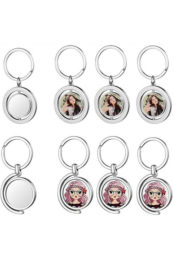 30pieces Sublimation Keychains Blank Rotate Key Chains DIY Keyrings Double Side Personalized Gifts