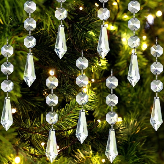 30pk Snowflake Crystal Christmas Ornaments for Tree Decorations, Hanging Clear Acrylic Snowflake Ornaments for Christmas Tree Indoor Home Decor, Snow Flake Stars Winter Party Supplies