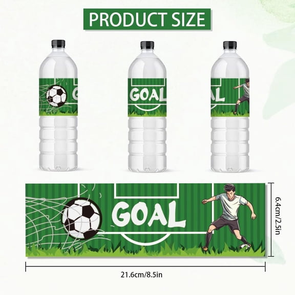 30sheets Bottle Label Adhesive Stickers Rectangle Football 216x64mm