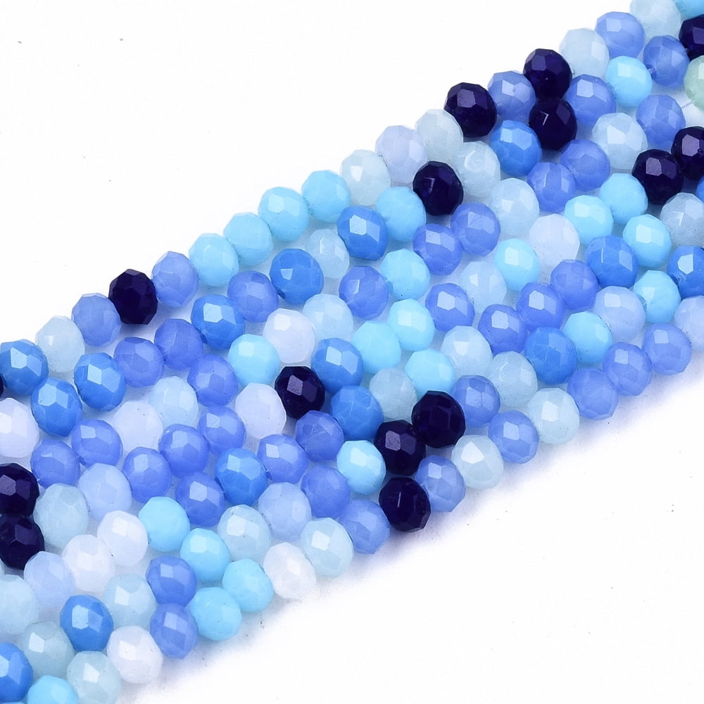 30strands Opaque Glass Beads Strands Imitation Glass Faceted Rondelle Cornflower Blue 3x2mm Hole: 0.8mm about 186~193pcs/strand 17.13 inch~17.32 inch (43.5cm~44cm)