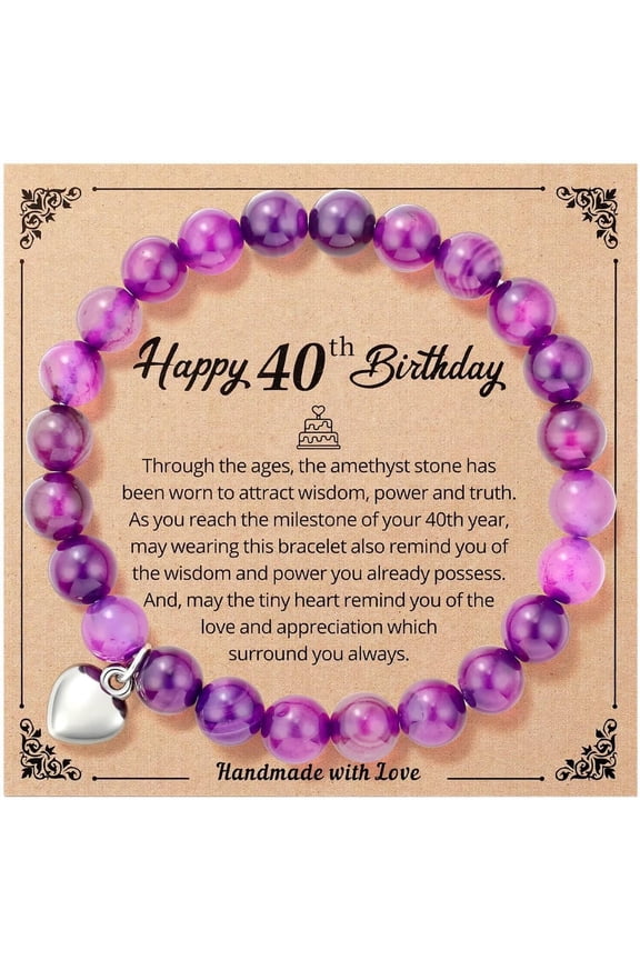 30th/40th/50th/55th/60th/65th/70th/75th/80th/90th Birthday Gifts for Her, Bead Bracelet for Women with Meaningful Message Card & Gift Box