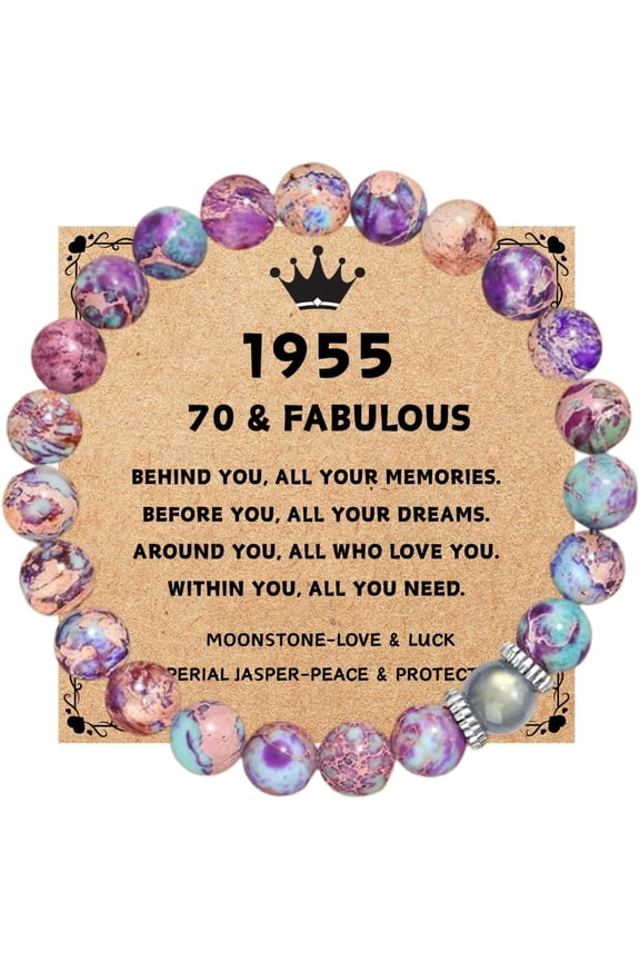 30th 40th 50th 60th 65th 70th 75th 80th 90th 100th Birthday Gifts for Women, Moonstone Imperial Jasper Beads Stretch Bracelets Birthday Decoration for Woman, Her, Wife, Mom, Grandma