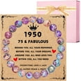 thumbnail image 1 of 30th 40th 50th 60th 65th 70th 75th 80th 90th 100th Birthday Gifts for Women, Moonstone Imperial Jasper Beads Stretch Bracelets Birthday Decoration for Woman, Her, Wife, Mom, Grandma, 1 of 5