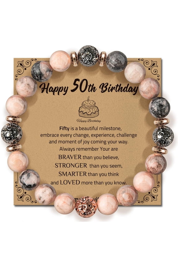 30th 40th 50th 60th 70th 80th Birthday Gifts for Women, Natural Stone Bracelet Birthday Gifts for Mom Daughter Grandma Sister Friends Coworker
