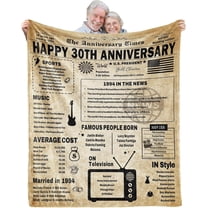 30th Anniversary Blanket Gifts Gift for 30th Pearl Wedding Anniversary 30 Years of Marriage Gifts for Her Him Couple Wife Husband Dad Mom Parents Back in 1994 Throw Blanket