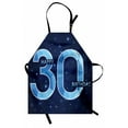 thumbnail image 1 of 30th Birthday Apron Modern Design with Polygonal Effect Emblem Starry Night Sky Image, Unisex Kitchen Bib Apron with Adjustable Neck for Cooking Baking Gardening, Dark Blue Turquoise, by Ambesonne, 1 of 3