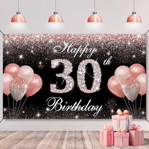 30th Birthday Banner Backdrop Rose Gold, Happy 30th Birthday — free download