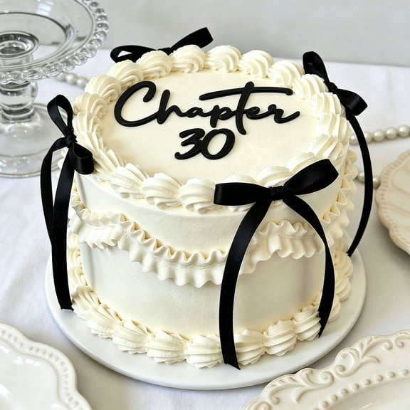30th Birthday Cake Decorations Set - Chapter30 Elegant Black Acrylic Party Decor